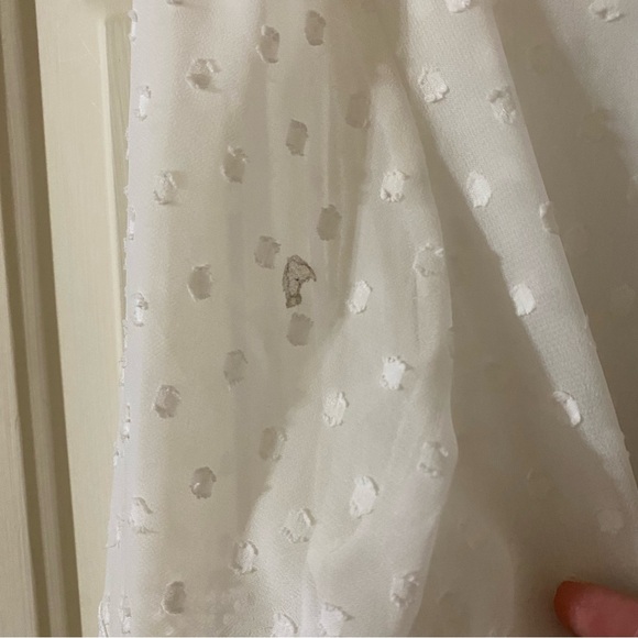 Truly 4 You White Sheer Lace Swiss Dot Sleeve Blouse Bell Sleeve Lace Medium - Picture 5 of 6